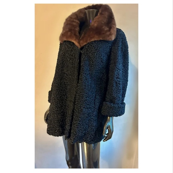 SOLD Schiaparelli vintage mahogany mink & Persian lamb coat, circa 1950s - Picture 9 of 12